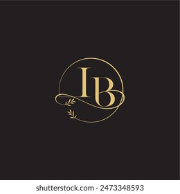 luxury concept wedding monogram design letter circle and organic style IB