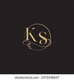 luxury concept wedding monogram design letter circle and organic style KS