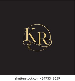 luxury concept wedding monogram design letter circle and organic style KR
