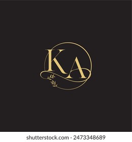 luxury concept wedding monogram design letter circle and organic style KA