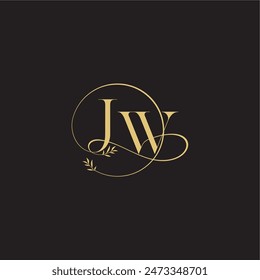 luxury concept wedding monogram design letter circle and organic style JW