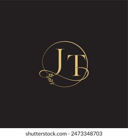luxury concept wedding monogram design letter circle and organic style JT