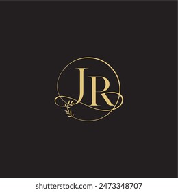 luxury concept wedding monogram design letter circle and organic style JR