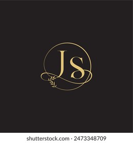 luxury concept wedding monogram design letter circle and organic style JS