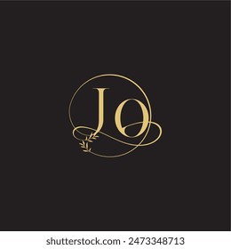 luxury concept wedding monogram design letter circle and organic style JO