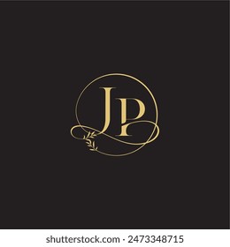 luxury concept wedding monogram design letter circle and organic style JP