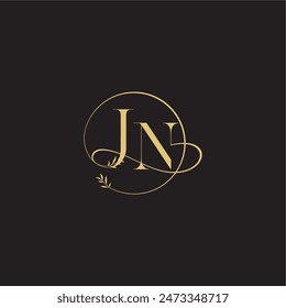 luxury concept wedding monogram design letter circle and organic style JN