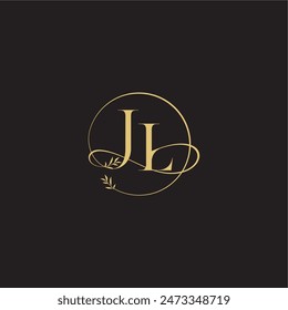 luxury concept wedding monogram design letter circle and organic style JL