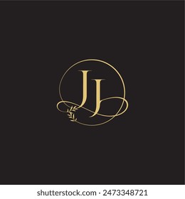 luxury concept wedding monogram design letter circle and organic style JJ