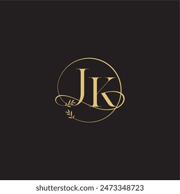 luxury concept wedding monogram design letter circle and organic style JK