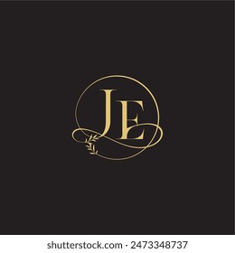 luxury concept wedding monogram design letter circle and organic style JE