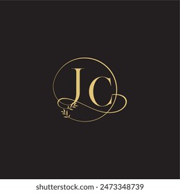 luxury concept wedding monogram design letter circle and organic style JC