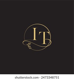 luxury concept wedding monogram design letter circle and organic style IT