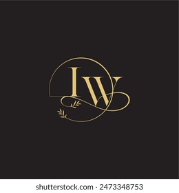 Concepto de lujo de boda monograma de diseño círculo y estilo orgánico IW