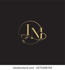 luxury concept wedding monogram design letter circle and organic style IM