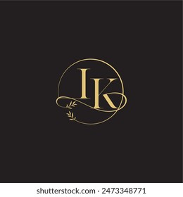 luxury concept wedding monogram design letter circle and organic style IK