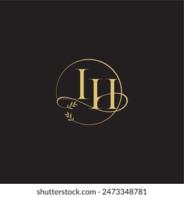 luxury concept wedding monogram design letter circle and organic style IH