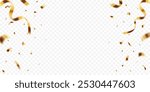 Luxury confetti flying for celebration party banner, Falling shiny gold confetti isolated on transparent background. Birthday, Holiday, New Year, Carnival festivity, confetti,