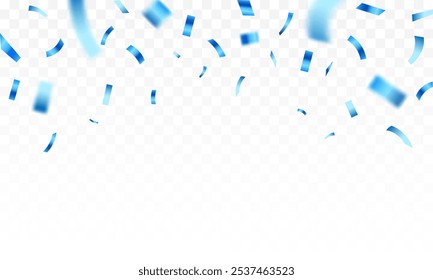 Luxo confete voando para festa de comemoração. Confete azul brilhante em queda isolado em um fundo branco. confete ilustração.