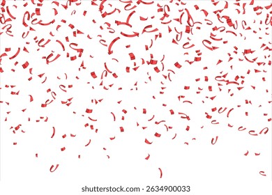 Luxury confetti flying for celebration party banner, Falling shiny red color confetti isolated on transparent background. Birthday, Holiday, New Year, Carnival festivity, confetti