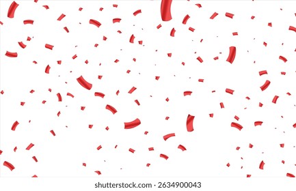 Luxury confetti flying for celebration party banner, Falling shiny red color confetti isolated on transparent background. Birthday, Holiday, New Year, Carnival festivity, confetti