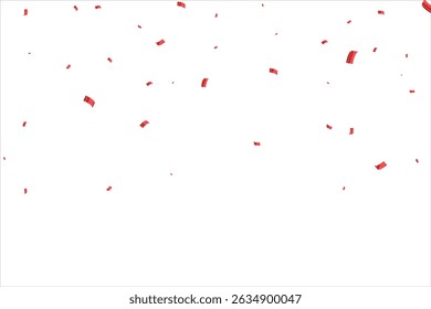 Luxury confetti flying for celebration party banner, Falling shiny red color confetti isolated on transparent background. Birthday, Holiday, New Year, Carnival festivity, confetti