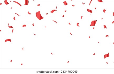 Luxury confetti flying for celebration party banner, Falling shiny red color confetti isolated on transparent background. Birthday, Holiday, New Year, Carnival festivity, confetti