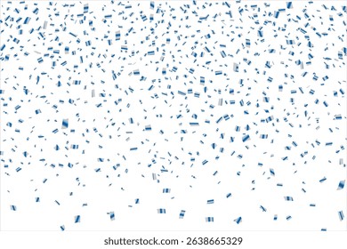 Luxury confetti flying for celebration party banner, Falling shiny Blue confetti isolated on white background. Birthday, Holiday, New Year, Carnival festivity, confetti.