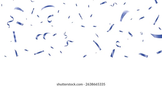 Luxury confetti flying for celebration party banner, Falling shiny Blue confetti isolated on white background. Birthday, Holiday, New Year, Carnival festivity, confetti.