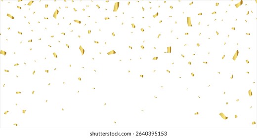 Luxury confetti flying for celebration party banner, Falling shiny gold confetti isolated on white background, Decoration Birthday, Holiday, New Year, Carnival festivity, confetti, serpentine, tinsel.