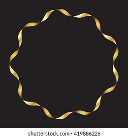 A luxury confetti frame. Black background with golden frame for text. Vector Illustration.