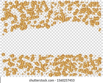 Luxury confetti isolated on transparent background. Vector illustration. EPS10. Unusual particles. Golden bright, shiny, chaotic circles for celebrations, anniversary and holidays.