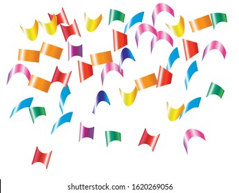 Luxury confetti isolated on white background. Fresh particles. Vector illustration. Red, green, yellow, blue, golden, pink, orange and violet elements for celebrations, anniversary and holidays.
