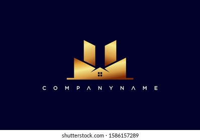 luxury construction logo icon design template vector elements for your company brand. smart technology