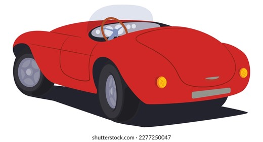 Luxury convertible. Funny car. Cartoon auto. Illustration concept template for website, web landing page, banner, presentation, social, poster, promotion or print media.