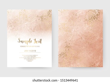 Luxury Coral Acrylic Celebration Invitation Cards With Gold Sparkle Splatter Texture.