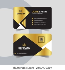 Luxury Corporate Black and Gold Business Card Template with Bold Geometry