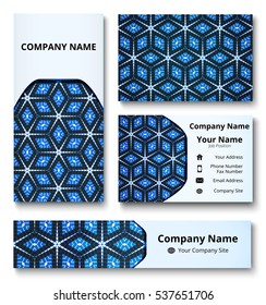 Luxury corporate identity mock-up of banner, business and invitation cards of blue, black and white shades. Professional branding design kit. Stationery set