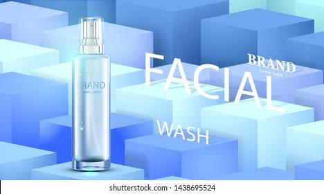 Luxury cosmetic Bottle package skin care cream, Beauty cosmetic product poster, with cube background