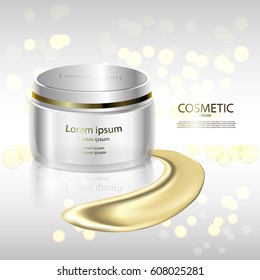 Luxury cosmetic Bottle package skin care cream, Beauty cosmetic product poster, with Bokeh background