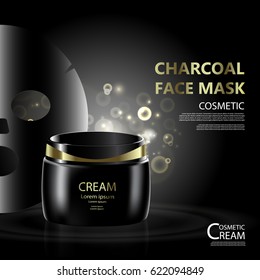 Luxury Cosmetic Bottle Package Skin Care Cream, Charcoal Face Mask, Beauty Cosmetic Product Poster, With Bokeh Background