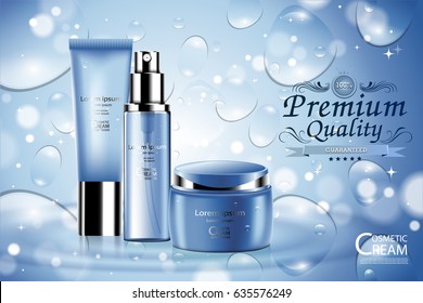 Luxury Cosmetic Bottle Package Skin Care Cream, Beauty Cosmetic Product Poster, With Bokeh Background