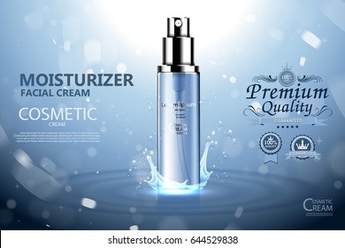 Luxury cosmetic Bottle package skin care cream, Beauty cosmetic product poster, with Bokeh background