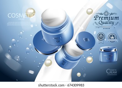 Luxury cosmetic Bottle package skin care cream, Beauty cosmetic product poster, with Bokeh background