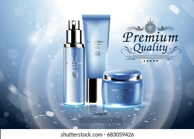 Luxury cosmetic Bottle package skin care cream, Beauty cosmetic product poster, with Bokeh background