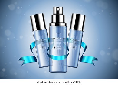 Luxury cosmetic Bottle package skin care cream, Beauty cosmetic product poster, with Bokeh background