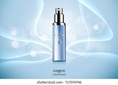 Luxury cosmetic Bottle package skin care cream, Beauty cosmetic product poster, with Bokeh and Water background