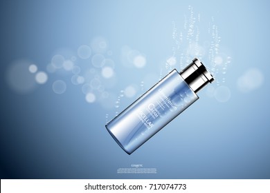 Luxury cosmetic Bottle package skin care cream, Beauty cosmetic product poster, with Bokeh and Water background