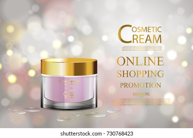 Luxury cosmetic Bottle package skin care cream, Beauty cosmetic product poster, with Bokeh background