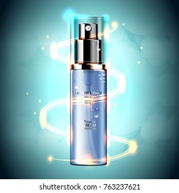 Luxury cosmetic Bottle package skin care cream, Beauty cosmetic product poster, with Bokeh and Water background